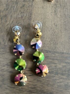 Tova Multicolor Crystal Drop Earrings - Gold Tone